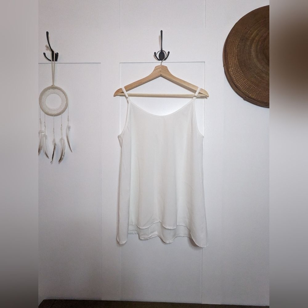 Women's white sheer tank top  - XL Buttons - Picture 8 of 11